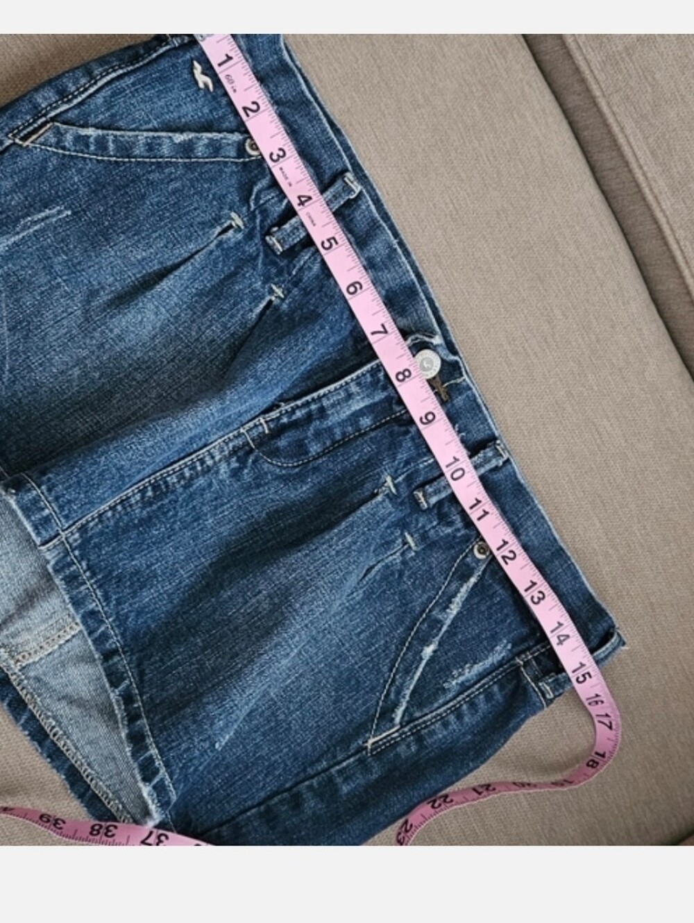 Hollister Women's Blue Denim Skirt Mini Low Rise Y2k Jean Skirt - Picture 10 of 11